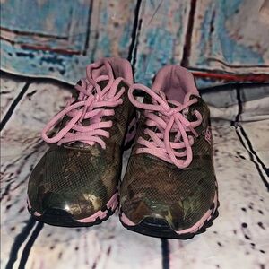 Kids Camouflage Athletic Sneakers with Pink Accents